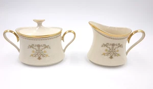 Lenox Castle Garden Bone China Geschirr ZUCKER & SAHNEKÄNNCHEN SET Floral Goldrand - Bild 1 von 7