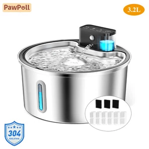 Fuente para gatos de acero inoxidable 3,2 L con 6 filtros sensor fuente silenciosa para gato  - Imagen 1 de 8