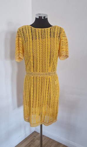 Mini Abito Michael Kors Giallo Broderie Anglaise Taglia 6 Estivo Puro Cotone