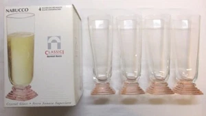 Set di 4 flutes da spumante Nabucco classici, piede rosa, Bormioli Rocco. Nuovi! - Imagen 1 de 15