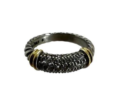 David Yurman Metro Pave 925 Sterling Silver 18K Diamond Ring Size 6 - Image 1 of 4