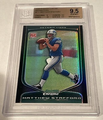 Matthew Stafford 2009 Bowman cromo refractor radiocontrol novato BGS 9,5 gema Foto 1 de 3