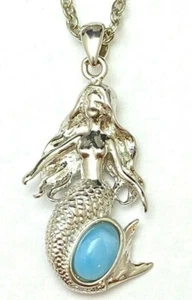 #P7065 Colgante de plata esterlina larimar azul sirena del océano Caribe natural - Imagen 1 de 2