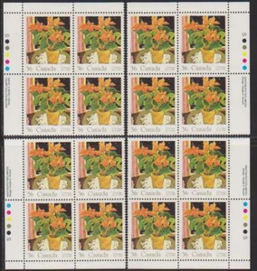 1987 Canada SC# 1148 Christmas Poinsettia - Set of 4 Plate Blocks M-NH Lot# 1912 - Picture 1 of 1