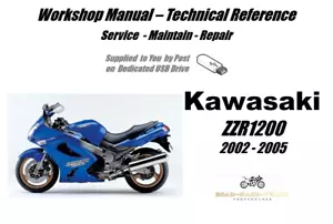 Kawasaki ZZR1200 ZZR 1200 Service Repair Workshop Manual USB 2002 - 2005 - Foto 1 di 9