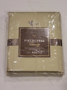 2005 Fieldcrest Luxury Two Standard Green Pillowcases Egyptian Cotton - New NIP - Picture 1 of 4