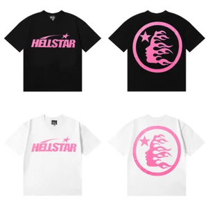 Herren Hellstar Pink Flame Graphic Tee Oversized Hip Hop Streetwear T-Shirt - Bild 1 von 14