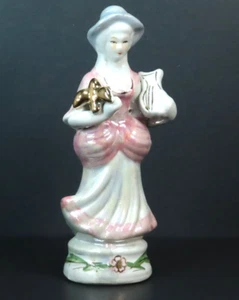 Estatuilla mujer dama porcelana iridiscente vintage 8" - Imagen 1 de 16