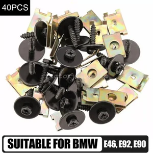 40Pcs Car Screw Fender Body Bumper U Nut Clips Fastener For BMW F10 E46 E92 E90 - Picture 1 of 9