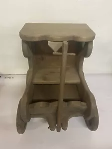 Vintage Mid-Century Wooden Handmade Doll Buggy 14" High 11" Wide 13" Width - Picture 1 of 7