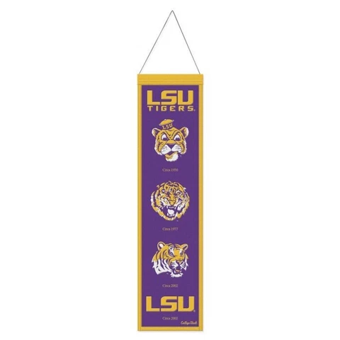 LSU Tigers NCAA Heritage Banner Embroidered Wool 8" X 32" Cover