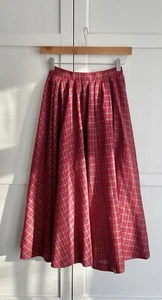 JAEGER vintage stunning red tartan %100 wool midi flare skirt! Uk6 - Picture 1 of 5
