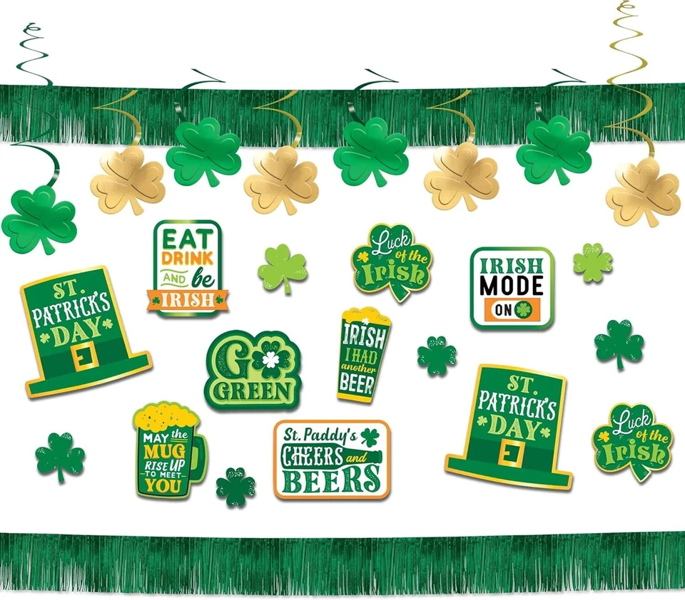 St. Patrick's Day Irish Green Holiday Theme Party Wall Room Decorating Kit - Image 1 of 1