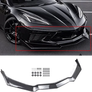For Chevy Corvette C8 Z51 2020-2023 Carbon Fiber Front Bumper Lip Splitter Kits - Picture 1 of 13