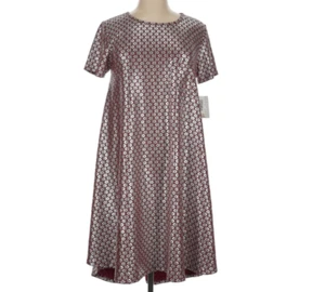 Vestido para mujer LuLaRoe talla XL Carly elegante rojo oscuro plateado lámina metálica nuevo con etiquetas - Imagen 1 de 5