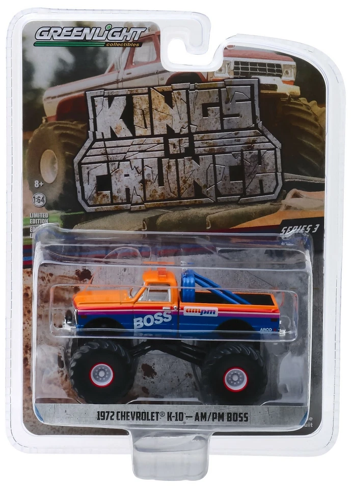 1:64 GreenLight KINGS OF CRUNCH 3 1972 Chevrolet K10 AM/PM BOSS Monster Truck - Image 1 of 1
