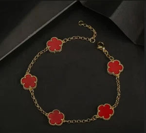 Leaf Clover Bracelet/Red - Picture 1 of 3
