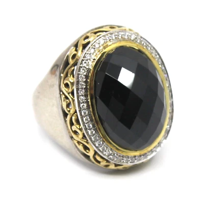 Anillo ovalado de diamantes y espinelas Charles Krypell en plata de ley oro de 18 k/14 quilates talla 7 Foto 1 de 4