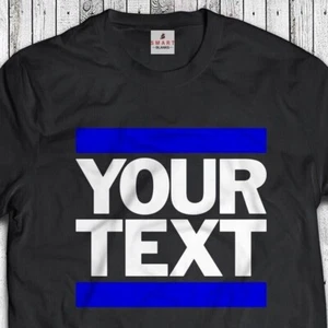 Your Text Custom T-shirt Run DMC HIP HOP CUSTOM BLUE LINE - 80's theme - Picture 1 of 6