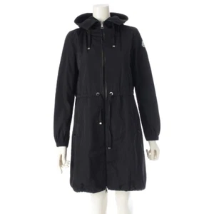 MONCLER 16 años TUILE Nylon Primavera Sudadera con Capucha Cintura Reunida Abrigo Exterior Negro 0 - Imagen 1 de 15