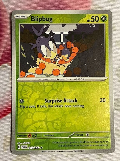 Pokémon TCG Blipbug 010/182 SV04: Paradox Rift Reverse Holo Common - Image 1 of 1