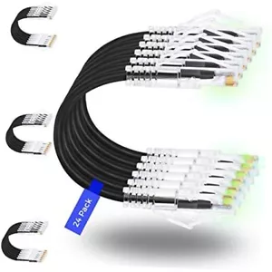 Rapink Patch Cables Cat6/ Cat6a 0.5ft (24 Pack) Slim, Cat6a 0.5FT Black - Picture 1 of 7