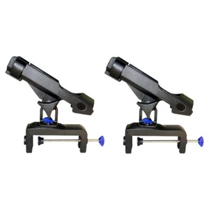 2 Fishing Rod Holder 360º Rotatable Side Rails Clamp on Rail 0-14cm Kayak Boat - Picture 1 of 8