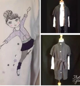 Gymboree Girls DANCE TEAM 2pc Set Grey Duster Sweater & Ivory L/S Shirt 5 6 EUC - Picture 1 of 4