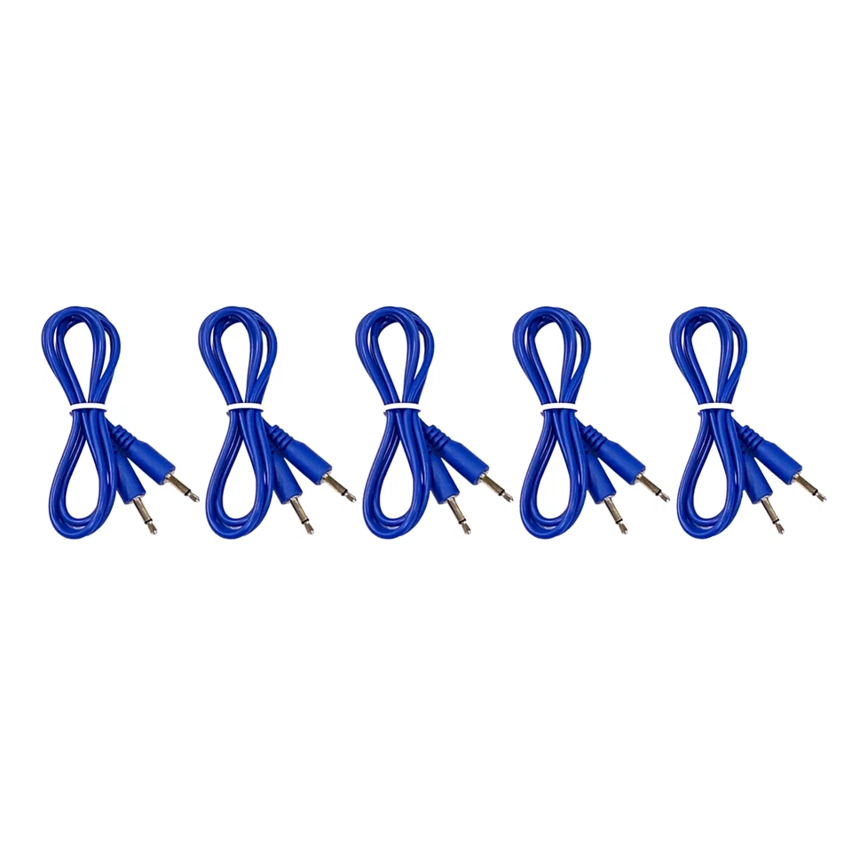 (5) Pack of Blue 3.5mm MONO TS Cables for Eurorack Modular Synth Synthesizers - Image 1 of 4