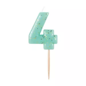 321 Party! Mini No. 4 Gold Glitter Pastel Birthday Candle New 6pk - Picture 1 of 2
