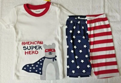 NWT Gymboree sz 4 Boys PJ American SUPER HERO Gymmies 2 pc 4th of July Red - Image 1 of 4