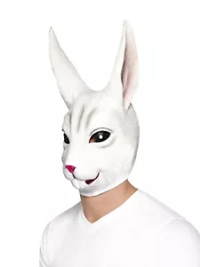 Adult White Rabbit Latex Overhead Fancy Dress Easter Bunny Costume Mask - Picture 1 of 1