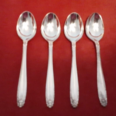 Eldan ELD15 nickel silver silverplate 4 demitasse spoons 4 9/16" NOS - Image 1 of 4