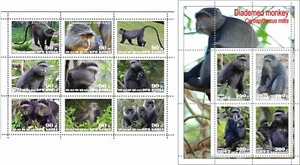Stamp sheet+block Diademed Monkey 2021 Korea issue - Picture 1 of 1