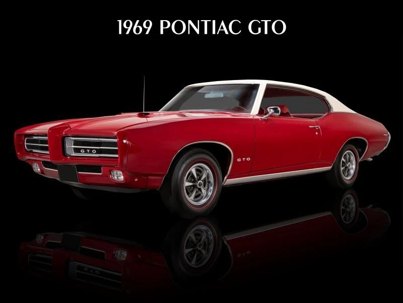 Pontiac GTO 1969 en rojo nuevo letrero de metal - 18x24" EE. UU. ACERO tamaño XL - 4 libras Foto 1 de 1