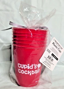 6 New Red "Cupid's Cocktail" Plastic Cups - Picture 1 of 1