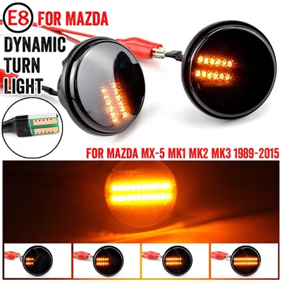 2x Dynamic Black Led Side Indicator Repeater Light For 90-15 Mazda MX-5 NA NB NC - Image 1 of 4