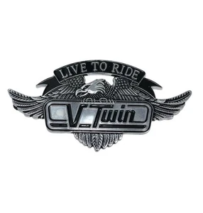 Emblema Live To Ride con motocicleta Eagle (L) V-Twin, metal, autoadhesivo - Imagen 1 de 3
