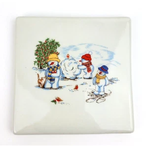 Arthur Wood England Weihnachten makellose Keramik Untersetzer Winter Schneemänner - Bild 1 von 11