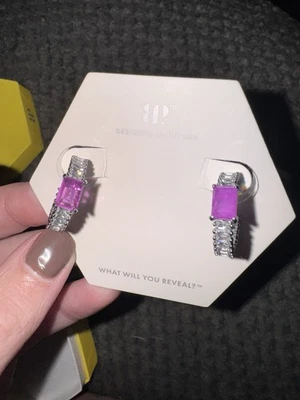 Bomb Party- OG Earrings- Dancing Skylit Falls- Hematite And Purple Fluorite - Image 1 of 3