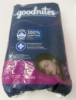 Roupa íntima Goodnites para dormir para meninas grandes (68-95 libras) 11 unidades Ea. - Imagem 1 de 2