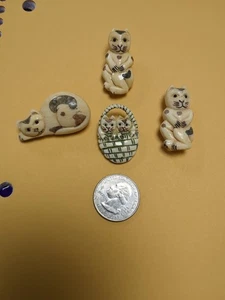 Vintage Camel Bone Cat Buttons - Picture 1 of 12