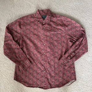 Raro rema J Crew vintage uomo grande paisley rosso manica lunga abbottonato - Foto 1 di 6