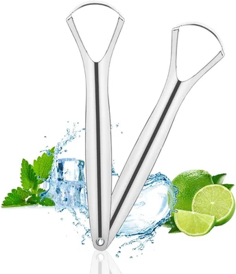 ACWOO Zungenreiniger Edelstahl,2 Stück Zungenschaber,Toungescraper Mit Griffe Fü - Bild 1 von 4