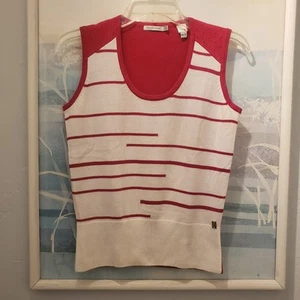 Green Lamb Women's Size 4 XS Petite Sleeveless White Pink Knit Top Golf - Picture 1 of 7