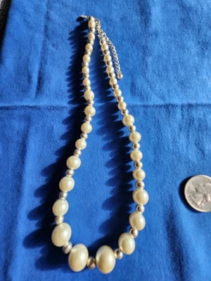 KR Silpada Faux Ivory Pearl Necklace Brand Beaded Spacer With Extender 15 Inch - Image 1 of 4