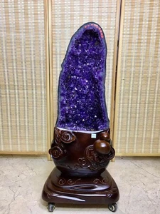 114LB Natural Amethyst Geode Cathedral Crystal Cluster Specimen Repair + Stand - Picture 1 of 9