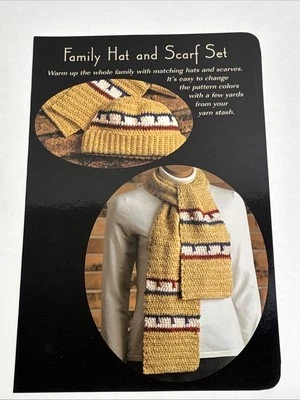Family Hat and Scarf Set Crochet Pattern Card - Image 1 of 4