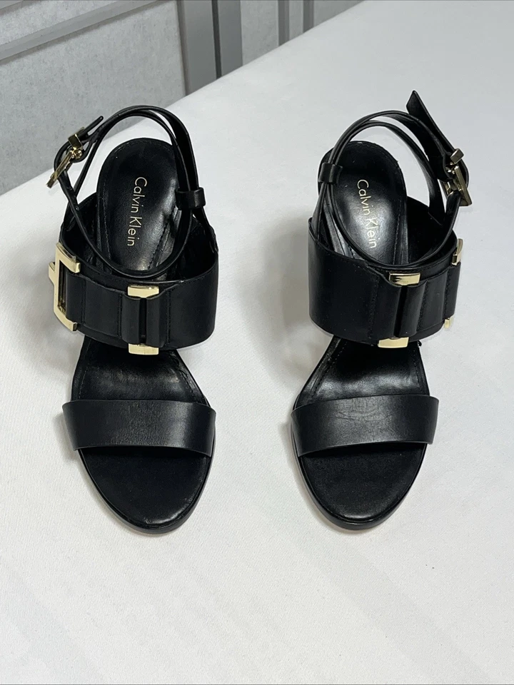 Женские сандалии на черном каблуке Calvin Klein размер 6 средние см. фотографии - Изображение 1 из 4