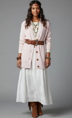 Suéter Cárdigan Ann Taylor Preppy Boho Algodón Brillante Para Mujer XL Rosa Abotonado Foto 1 de 4